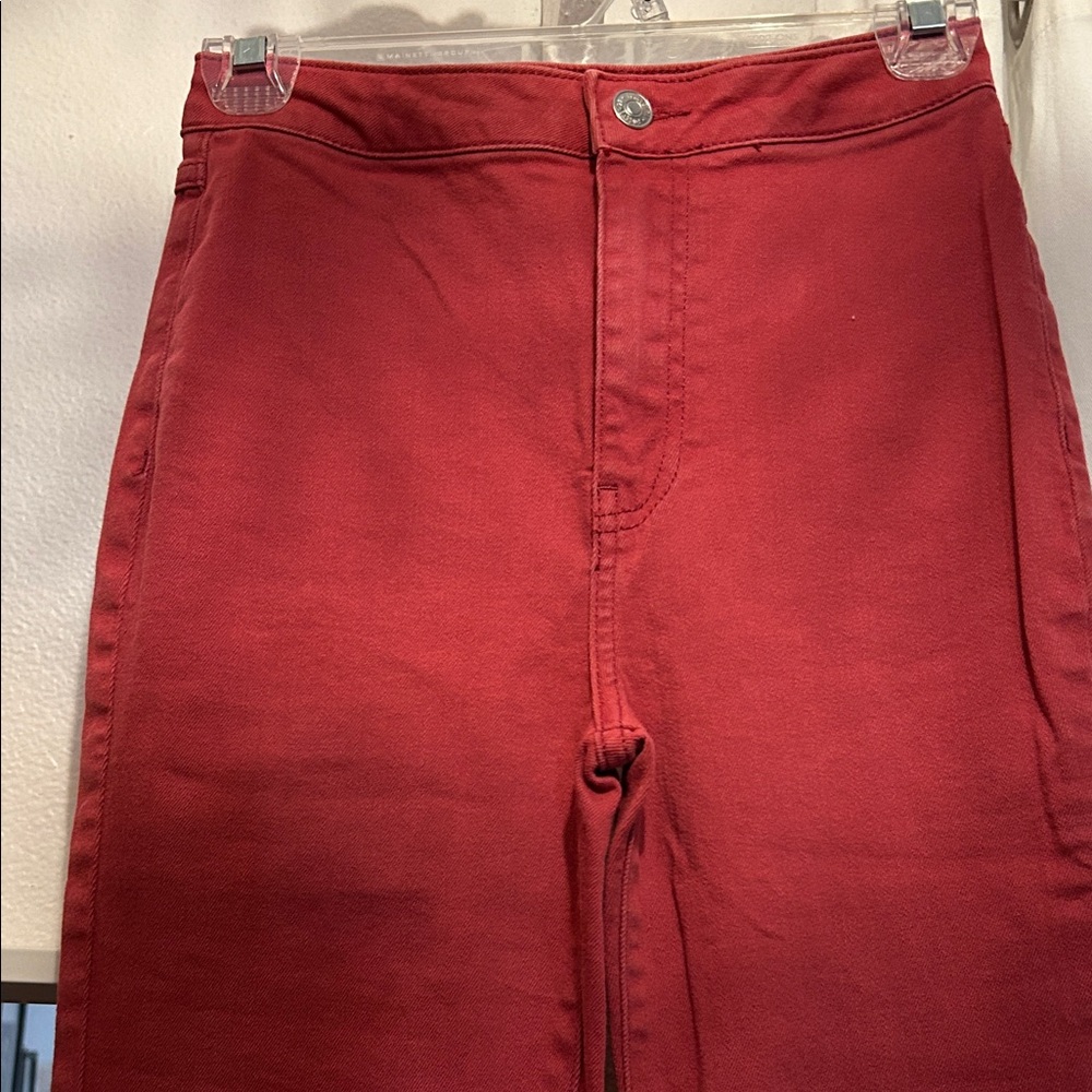 Women's Flared Raspberry Red Jeans - Picture 2 of 4